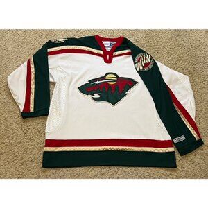 Minnesota Wild Vintage CCM Maska Air Knit White Jersey Size XL Worn VTG 2000s